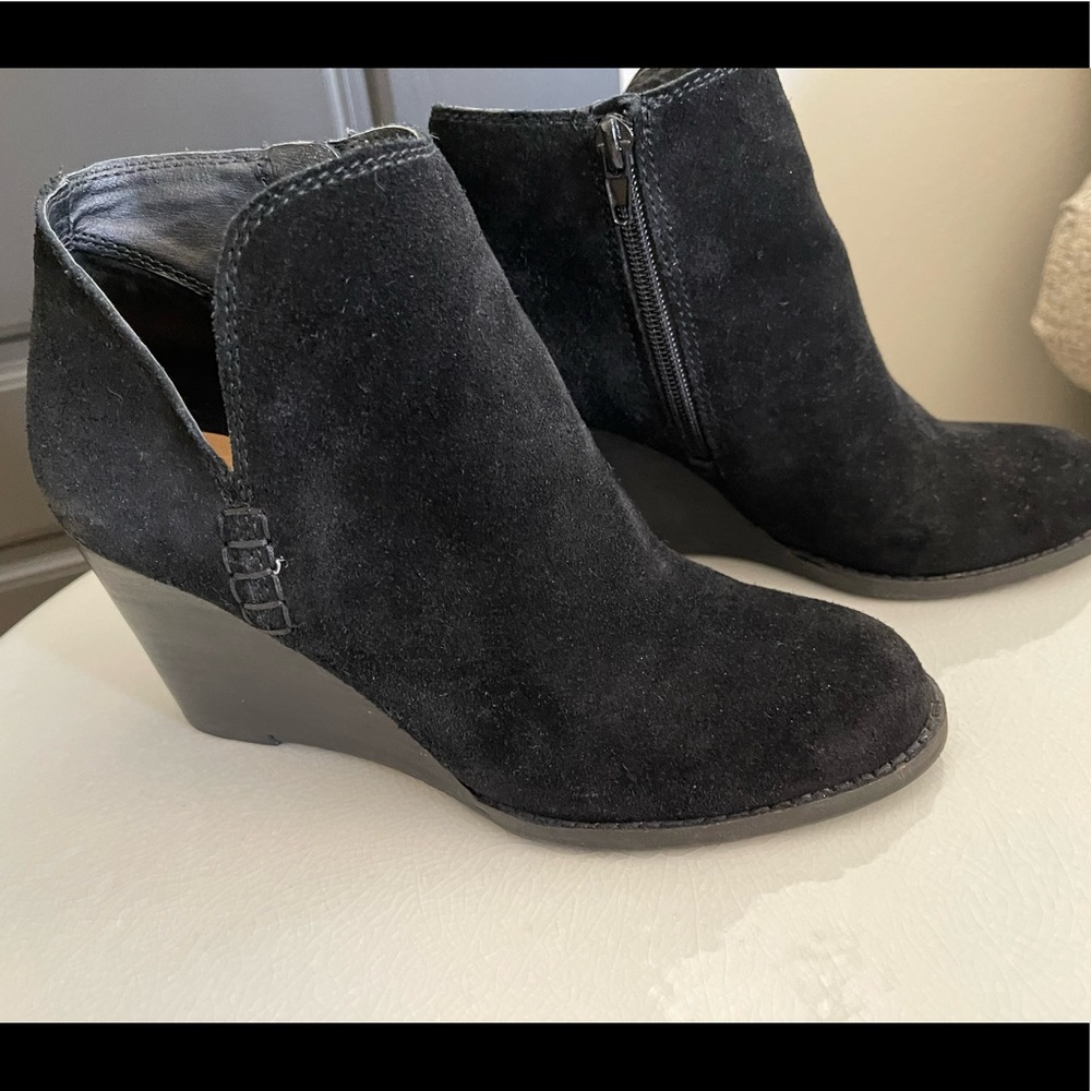 Lucky Brand Black Suede Wedge Boot